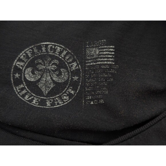 Affliction Live Fast Motorcycle American Black Short Sleeve T-Shirt Size M/L - Picture 4 of 6